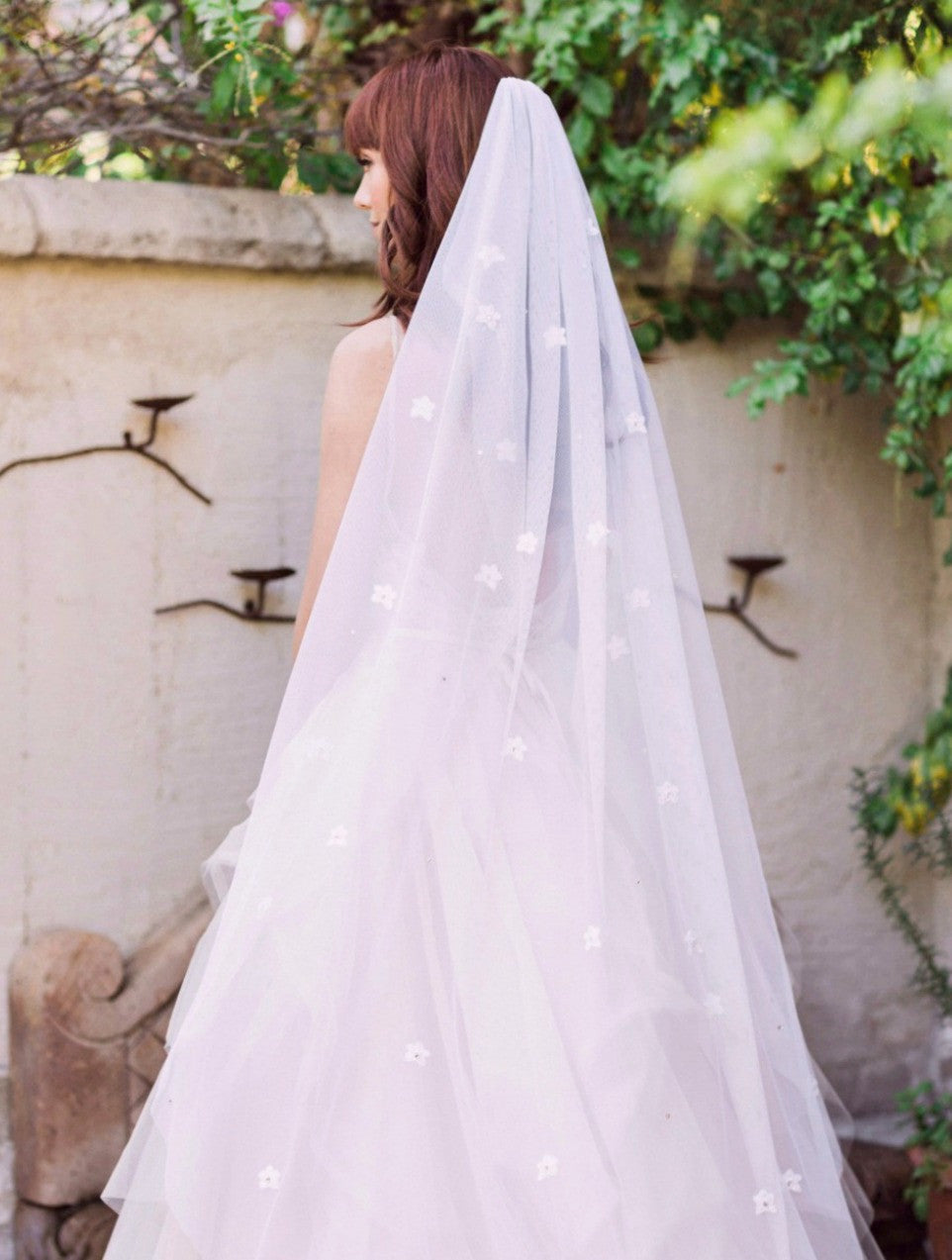 Love You More (Scattered Embroidered Flowers and Crystals)- Sample Sale- One Available